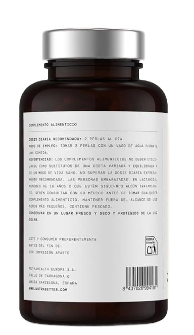 Cápsulas de Omega 3 de 2000 mg | 200 microesferas | 600 mg de Omega-3 puro + vitamina E | Certificado FOS y MSC | Ácidos grasos Omega 3 para la salud del corazón, el cerebro y la presión arterial