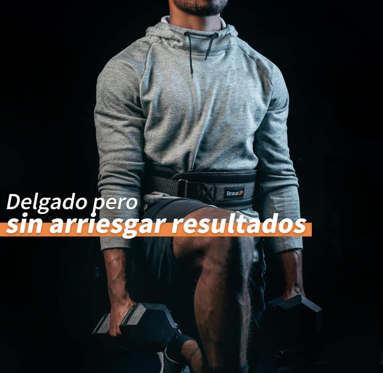 BraceUP Cinturón Lumbar Gimnasio 10 cm – Soporte para Levantamiento de Pesas, Crossfit y Entrenamiento, Ajustable para Hombre y Mujer