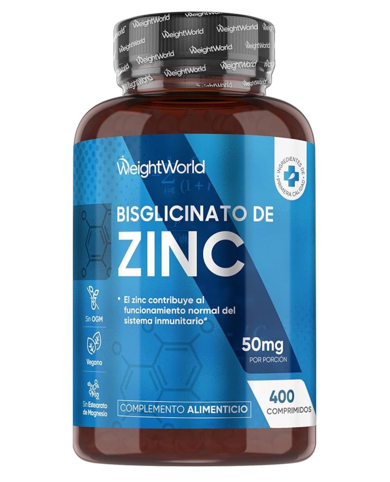 Bisglicinato de zinc, 400 comprimidos, suministro para más de 1 año, favorece el funcionamiento normal del sistema inmunitario (EFSA), apto para veganos, sin estearato de magnesio ni OMG.