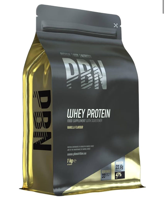Premium Body Nutrition - Proteína de suero en polvo, 1 kg (paquete de 1), sabor vainilla, sabor optimizado