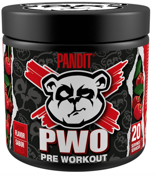 Pandit Pre Workout | Más óxido nítrico con monohidrato de creatina | Preentrenamiento potente con cafeína | Polvo preentrenamiento para gimnasio | Monohidrato de creatina | Beta-alanina (240 g, cereza)