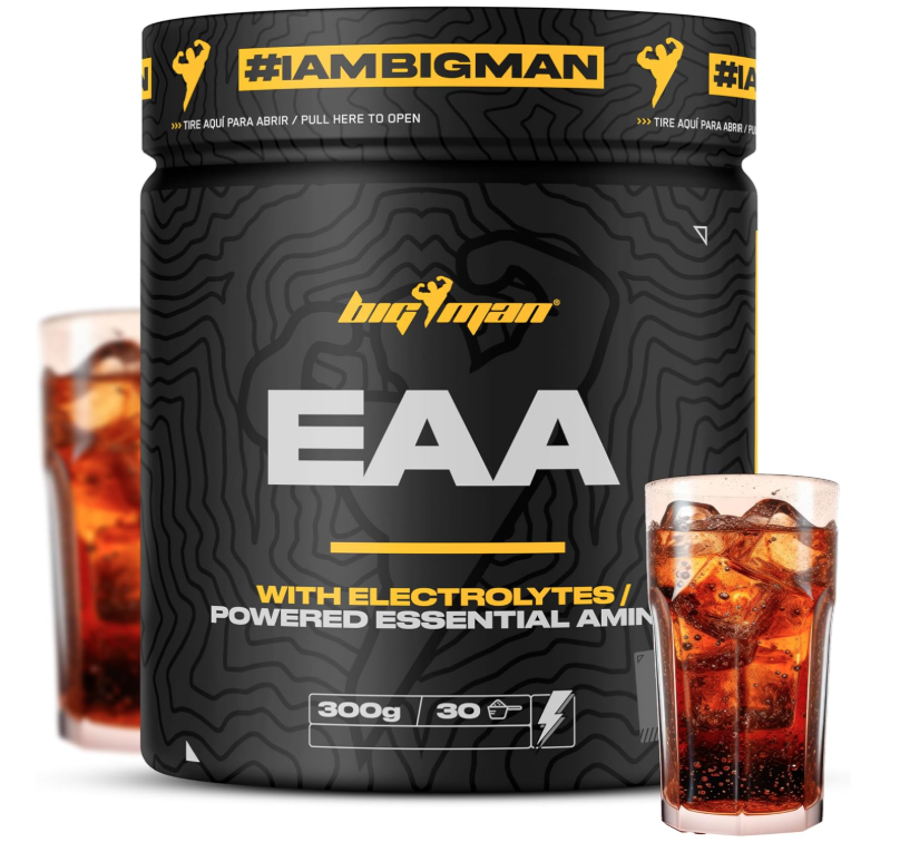 BigMan Aminoácidos EAA + Electrolitos 300 g + MULTIVITS 30 cápsulas + Shaker (Cola)