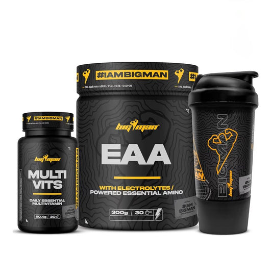 BigMan Aminoácidos EAA + Electrolitos 300 g + MULTIVITS 30 cápsulas + Shaker (Cola)