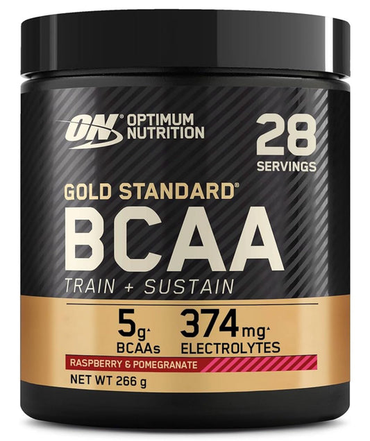 Polvo de BCAA Gold Standard de Optimum Nutrition, sabor frambuesa y granada, 266 g, 28 porciones